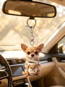 2D Flat Puppy, Kitten, Koala Pattern Keychain, Cute Dressed Animal Drinking Milk Tea Keychain, Beautiful Fashionable Key Ring Wallet Handbag Decoration, Fashionable Dressed Animal Drinking Milk Tea Party Keychain, Novel Acrylic Design Key Ring Decoration, Durable And Lightweight, Suitable For Car Keychain, Phone Keychain, Backpack And Wallet Keychain Decoration - Can Be Used As Birthday Gift, Pet Lover Keychain Car Key Bag Pendant - Multicolor - View 3