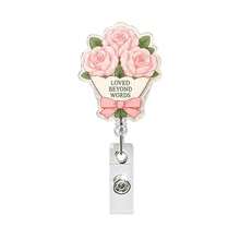 1pc Floral Inspirational Bouquet Acrylic Retractable Rotating Badge Reel ID Holder For Medical Professionals - Multicolor - View 18