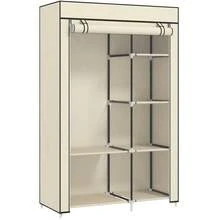 Fabric Wardrobe W/ Shelves Hanging Rail Foldable Wardrobe Cream - T0001-01-8087 - View 12