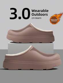 MAOLI Men's Solid Color Casual EVA Lightweight Fashion Slippers Round Toe Closed Toe Thermal Lined Mule Shoes Breathable Design Men's Home Slippers Unisex Couple Slippers - Brown - View 2