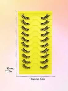10 Pairs Fish Tail Cross 3D Invisible Stem Eye Tail Enlarged Big Eye Thick Eyelashes, Fluffy Curly Soft Lightweight Faux Mink Hair For Daily, Date, Party And Other Makeup Occasions - Black - View 7