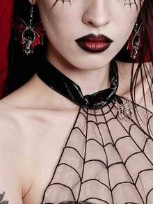 Vintage Gothic Style Red Bat Large Bat Beaded Earrings, Personalized Exaggerated Earrings, Halloween - Red - View 3