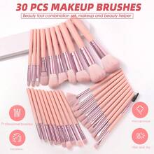 39pcs And 1pc Free Gift Makeup Brush Set With Makeup Sponges Powder Puff Cleaning Mat Face Washing Wristbands Soft Synthetic Bristles Cosmetic Brushes For Foundation Blush Eyeshadow Makeup Tools Gift For Makeup Lover - Pink - View 12