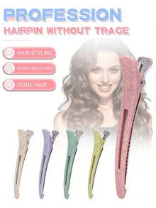 6pcs Professional Hair Clips Set, Non-Slip Crocodile Clips For Hair Salon, Home Hair Styling, DIY Sectioning Clips - Multicolor - View 1