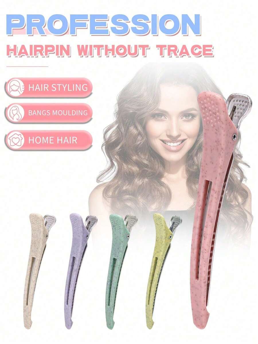 6pcs Professional Hair Clips Set, Non-Slip Crocodile Clips For Hair Salon, Home Hair Styling, DIY Sectioning Clips - Multicolor - View 1