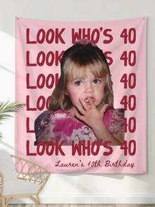 Personalized Birthday Sign, Custom Photo Party Banner, Retro Birthday Backdrop, Look Who's 40 Funny Birthday Decorations - Multicolor - View 10