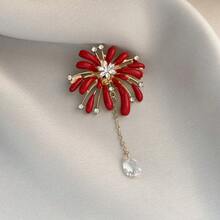 1pc Elegant Zinc Alloy Fireworks Brooch Suitable For Spring Summer Autumn Winter Daily Wear - Red - View 5