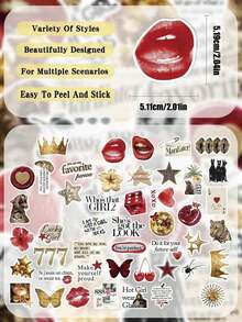 50pcs Golden Lucky Girl Y2K Stickers,Waterproof Cartoon Gift Decorative Stickers For Skateboard Guitar Luggage Laptop Phone Case Decor DIY Graffiti Stickers - A - View 5