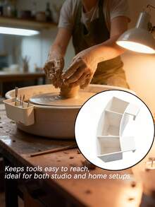 [Ceramic Tool Storage]White 3-Slot Adjustable Pottery Wheel Tool Rack, Ceramic Tool Storage Holder, Ceramic Tool Rack, Tool Storage Box, Multifunctional Storage Box, Brush Storage, Makeup Brush Storage,Suitable For Studios & Craft Lovers ﻿ - Multicolor - View 3