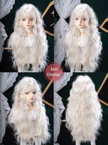alicegarden 34-Inch Long Synthetic Wig Featuring A Natural Wavy Style In A A Stunning Champagne. Designed With Bangs , This False Hairpiece Is Perfect For Ms Daily Party Cosplay Use, Offering A Natural And Natural Durable Wig Gift For Ladies. - Champagne - View 9