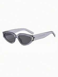 1 Pair Men's Transparent Gray Cat Eye Retro Wide Frame Minimalist Solid Color Personalized Outfit Street Style Fashion Glasses - Transparent Gray - View 2