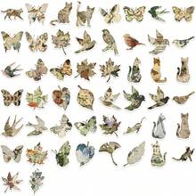 SCXXBSW 50pcs Vintage Botanical Style Planner Stickers, Retro Butterfly Floral Old Music Sheet Aesthetic Stickers, Waterproof Self-Adhesive Stickers, Suitable For Journals, Notebooks, Photo Albums, DIY Crafts Decoration - Multicolor - View 6