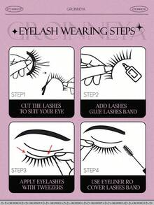 10 Pairs Half Lash False Eyelashes, Transparent Stem, Cat Eye Style, Short Soft 3D Faux Mink Hair False Eyelashes, Soft Natural Makeup Look (JA2507) - Black - View 7