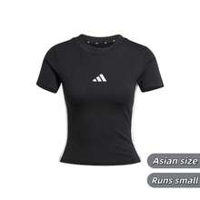 Adidas Essential Sportswear Women's Short Sleeve Slim Fit Comfortable Fashionable Minimalist Versatile Solid Color T-Shirt Black - Black - View 8