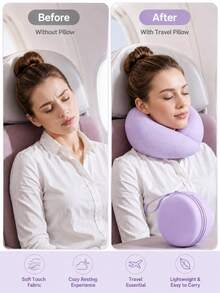 U-Shaped Travel Neck Pillow, Travel Pillow, Comfortable Sleep, Ergonomic Design, Suitable For Travel Airplane, Car, Home, Essential For Road Trips, Includes Portable Storage Box, Travel Essential, Travel Neck Pillow - Multicolor - View 2
