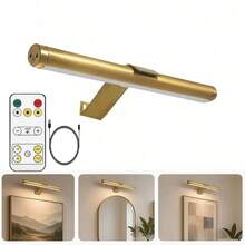 1pc Wireless Rechargeable Battery Powered Wall Lamp, Gold/Black,Color Temperature Remote Control,3 Color Temperatures & Dimmable Wireless Wall Light, Suitable For Bedroom, Living Room, Hallway Decor,With A Timer Function - LED Makeup Mirror Light - View 10
