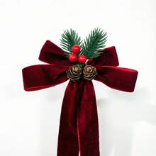 Christmas Velvet Bow Bell Hanging Ornament, Christmas Tree Decoration, Scene Decor, Door Hanging - Multicolor - View 4