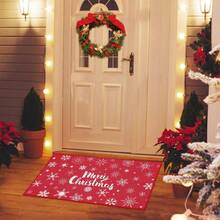 Wanfeeso Merry Christmas Door Mat - Festive Snowflake & Star Print Welcome Rug - Non-Slip Indoor Outdoor Floor Mat For Front Door, Porch & Entryway - Red Hue - View 3