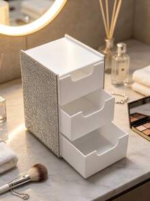 Kệ đựng mỹ phẩm nhiều ngăn đính đá rhinestone sang trọng, giá để cọ trang điểm để bàn có ngăn kéo, kệ lưu trữ mỹ phẩm phân ngăn đa năng, thiết kế đá rhinestone lấp lánh cho bàn trang điểm đựng son môi, chì kẻ mày, bông phấn, dung tích lớn phân loại gọn gàng, vẻ ngoài đính đá bling tinh tế, trang trí bàn trang điểm phòng ngủ, quà tặng nữ tính, có thể đựng cọ trang điểm, kẹp mi, phấn mắt, trang sức và vật dụng nhỏ, chống bụi và ngăn nắp, phong cách Ins - Nhiều màu - Xem 19