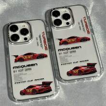 1pc Red Sports Car English Aesthetic Pattern Premium Transparent Full Coverage TPU Anti-Drop Fashion Phone Case Compatible With Iphone 11 12 13 14 15 16 17 18 Pro Max/Plus 7/XR Shockproof Protective Cover - View 5