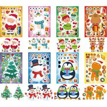 8/16/24 Christmas DIY Kids Stickers, Christmas Cartoon Characters Snowman Reindeer Christmas Tree Design, Parent-Child Interactive Puzzle Toy, Brain Development For Kids, Holiday Party Gift, Gift Packaging Stickers, Kindergarten Toy, Home Decor, Can Be Applied To Tables, Notebooks, Balloons, Suitcases, Refrigerators And More - Mixed Color - View 2