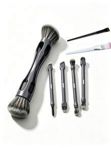 10 In 1 Magnetic Detachable Makeup Brush Set, Portable Travel Cosmetic Brushes, Soft Synthetic Bristles For Powder Blush Eyeshadow Contour Concealer, Multi-Functional Makeup Tools For Beginners/Halloween/Christmas/Random Style - Multicolor - View 6