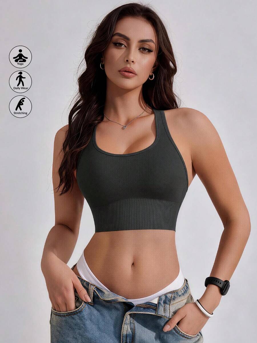 Runway Rest 女款無縫無鋼圈運動內衣，寬肩帶，舒適透氣
