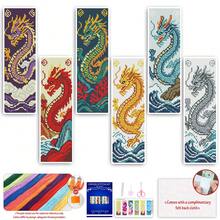 14CT Printed Cross-Stitch Bookmark Kit Includes 6 Bookmarks, Dragons Of Different Attributes, Along With Instructions, Embroidery Floss, Fabric, And An Embroidery Needle. For Beginners And Craft Enthusiasts. - Dragons - View 13