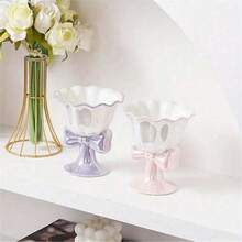 High-Value Bowknot Ceramic High Foot Goblet, Ice Cream Jelly Cup, Champagne Sweet Wine Cocktail Coffee Cup, Festival Gift Tableware - Multicolor - View 4