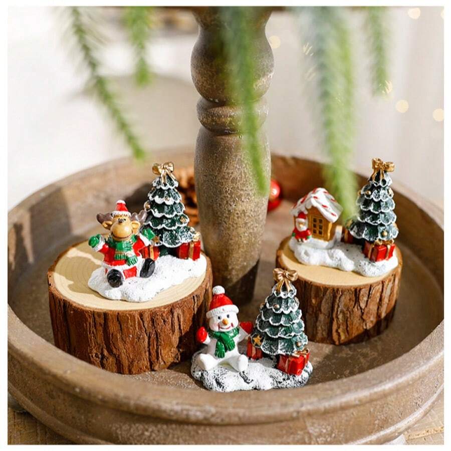 1pc Christmas Resin Snowman Old Man Decoration, Home Desktop Ornament, Creative Christmas Atmosphere Decor - Multicolor - View 1