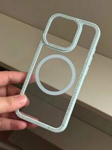 粉色時尚奢華水鑽鑽石邊框亮片創意設計 3D 個性化透明全包防摔手機保護殼，適用於 iPhone 15/15 Pro Max/15 Pro/15 Plus/11/12/13/14/16 Pro Max/XS/XR/11 Pro/11 Pro Max/12 Pro/12 Pro Max/13 Pro/13 Pro Max/7 Plus/14 Pro/14 Pro Max/14 Plus/16 Pro/16 Plus/7 Plus/8 Plus/8/SE2 - 淺藍色 - 查看 3