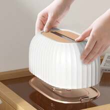 1pc Dual-Color Tissue Box Cover, Modern Minimalist ABS Tissue Box, Desktop Facial Tissue Dispenser, Living Room Bedroom Furniture Decor, Striped Design Storage Box, Holds One Box Of Tissues, Elegant Decorative Style, Back To School, Office Home Desktop Accessory - Multicolor - View 3