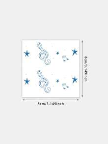 1pc Temporary Tattoo, Blue Music Note & Star Pattern, Realistic Fake Tattoo Design, For Daily, Bachelorette Party Favors, Music Festival, Game, Graduation Gift, Lasts 3-5 Days - Blue - View 2