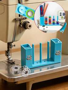 Multifunctional Magnetic Tool Holder Storage Box, Equipped With A Bobbin, Suitable For Sewing Machine Thread Spools, Screwdrivers, Tweezers - Blue, With Colorful Knob, No Installation Required, Convenient Storage, Sewing Machine Accessories - Multicolor - View 6
