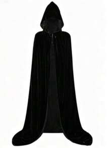 Witch Velvet Cloak, Halloween Hooded Cape Party Performance Robe Costume, Vampire, (Cloak Rope Material And Color Random) - Multicolor - View 2