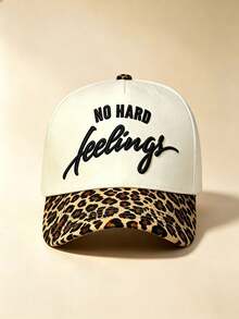 1pc Unisex Two-Tone Curved Baseball Cap, "No Hard Feelings" Embroidery, Side Rose Heart Slogan Print, Adjustable, For Daily, Street, Party & Travel - Multicolor - View 12