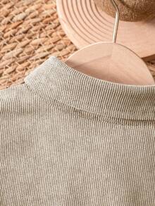 Young Boy Casual Corduroy Long Sleeve Shacket, Apricot Color - Apricot - View 6