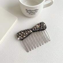 4pcs Set Of Bow And Rhinestone Hair Combs, Elegant Side-Swept Combs, Women'S Banquet Wedding Hairstyle Decoration Additions - Multicolor - View 7