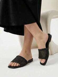 Women Flat Sandals - Black - View 2