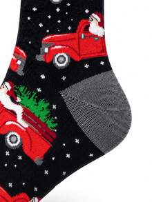 1 Pair Of Christmas Holiday Crew Sock,Santa Red Truck Christmas Tree Snowflake Pattern,Warm Soft Breathable Fall Winter Wear,Gift For Men Women - Multicolor - View 7
