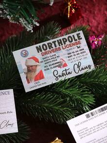 4 Styles Santa Claus Sleigh Driver's License Cards, Vintage ID Layout, Printed With Santa Claus Portrait And North Pole Reindeer Text, American Retro Fun Style Suitable For Winter Christmas, Can Be Used As Surprise Props For Christmas Gift Box Matching, Family Party, Holiday Interactive Cards - Multicolor - View 7
