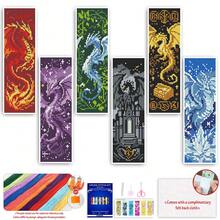 14CT Printed Cross-Stitch Bookmark Kit Includes 6 Bookmarks, Dragons Of Different Attributes, Along With Instructions, Embroidery Floss, Fabric, And An Embroidery Needle. For Beginners And Craft Enthusiasts. - Dragons - View 14