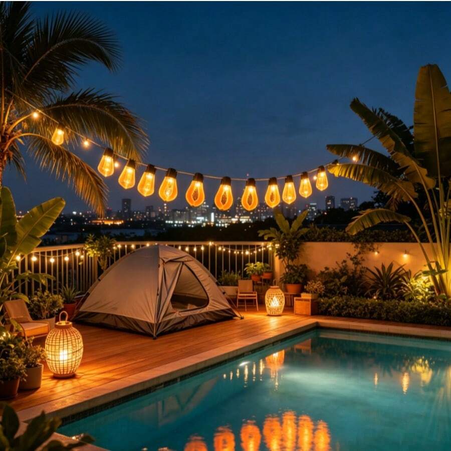 Đèn dây LED năng lượng mặt trời hình đu đủ, 5m-10LED / 8m-20LED / 11m-30LED nhiều kích cỡ, chống nước, ánh sáng trắng ấm, 8 chế độ chiếu sáng, đèn trang trí treo cho sân vườn, hiên nhà, sân, cắm trại, tiệc tùng, trang trí lan can nhà - Đèn đu đủ - Xem 1