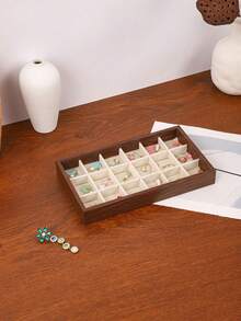 6/1pc Wooden Velvet Jewelry Tray, Jewelry Storage & Display Tray, Drawer-Style Earring Storage Box, Stackable Jewelry Storage Tray, Multi-Functional Jewelry Display Tray, Portable Multi-Purpose Storage Box, Desk Drawer Organizer - Multicolor - View 12
