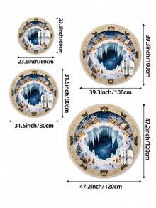 DAJIANG 1件裝 3D錯視聖誕圓形地毯，廚房地毯、走道地毯、區域地毯，適用於浴室、廚房、走道、臥室、客廳、床邊裝飾地毯，可機洗、易清潔、防滑底背，臥室裝飾，秋冬風格 - 彩色 - 查看 3