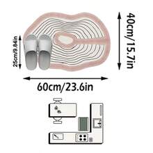 1PC Pink & White Abstract Wave Pattern Area Rug, Modern Minimalist Faux Cashmere Asymmetrical Shaped Edge, Machine Washable Large Size Mat For Living Room Bedroom, Aesthetic Home Decor - Multicolor - View 12