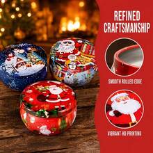 HIZTGHC 70pcs/Set 2.5oz Christmas Empty Candle Tin Can Set, 12 Random Pattern Metal Candle Cans, Includes Candle Wicks, Stickers And Stirring Sticks, DIY Handmade Candle Making - Multiple Styles - View 9