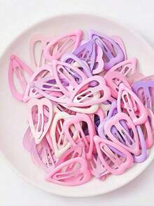 10/30/60pcs/Set Sweet Pink & Purple Heart Hair Clips, Cute Hair Accessories - Suitable For Women's Daily Use, Random Colors - Multicolor - View 5