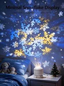 1pc LED Snowflake Projection Night Light, Dynamic Projection Lamp, USB Powered Adjustable Atmosphere Light, Suitable For Living Room And Game Room Decoration, Snowflake Theme Projection Light, Wall Rotating Decoration, 360° Rotating Dynamic Pattern Light & Shadow Decoration, Lighting, Lamp, Bedroom Lighting, Birthday, Party, Photography Lighting, Bulb, Christmas, Snowflake, Light, Projector, Suitable For Ceiling, House, Room, College, Holiday, Living Room, Bedroom, Event - Dynamic Projector Light - View 2