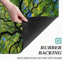 Large Tree & Sky Print Long Runner Rug, Indoor Home Decor, Kitchen Long Mat, Entryway Door Mat, Hallway Entrance Decor, Bedroom Bedside Rug, Living Room Rug, Laundry Room Mat, Bathroom Bath Mat, Suitable For Apartment, Dorm And Home Daily Decor - Multicolor - View 10